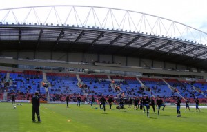 Wigan v Wolves - West Stand warmup