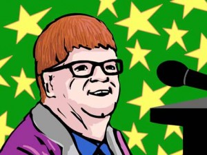 Elton holds a special concert in Mick's exec box.