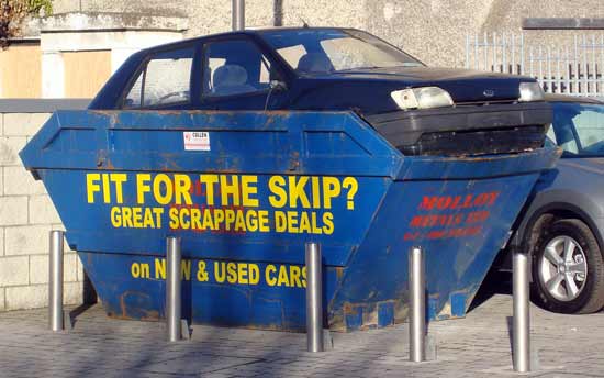 Car in skip