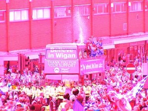 Rose tinted bus parade