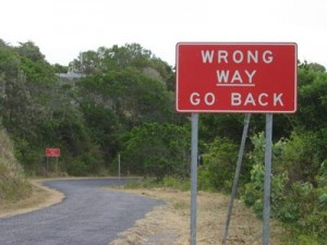 Wrong way sign