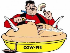 Desperate Dan eating his cow pie