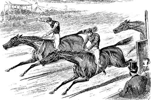 Horse racing neck and neck
